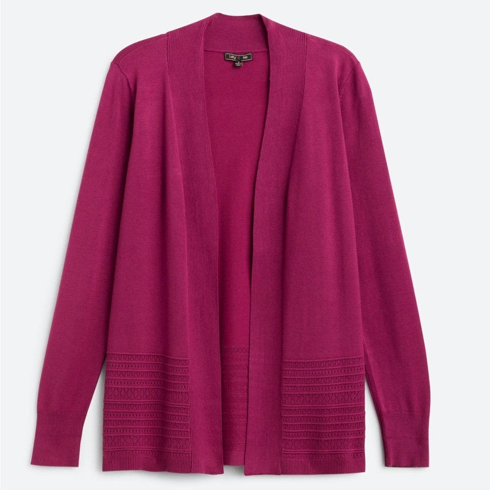 ♥️🍷 Lety & Me Cardigan Small Stitch Fix Burgundy Open Front Pointelle